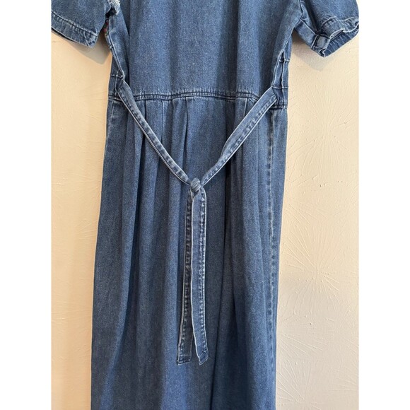 Vintage Olivia Rose Long Maxi Denim Dress Embroidered Flowers Womens 10M - Picture 5 of 10